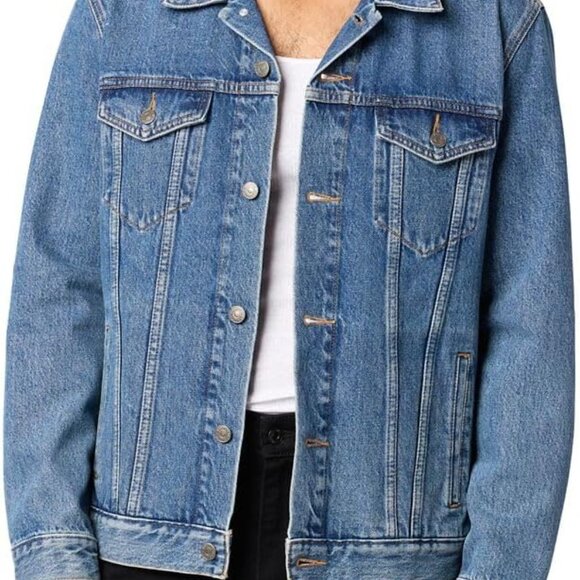 Stylish Men's Large Trucker Jacket with Side Pockets - Effortless Layering - Picture 1 of 4